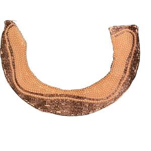Vintage hand beaded silk collar choker necklace made in Japan Art Deco embellish